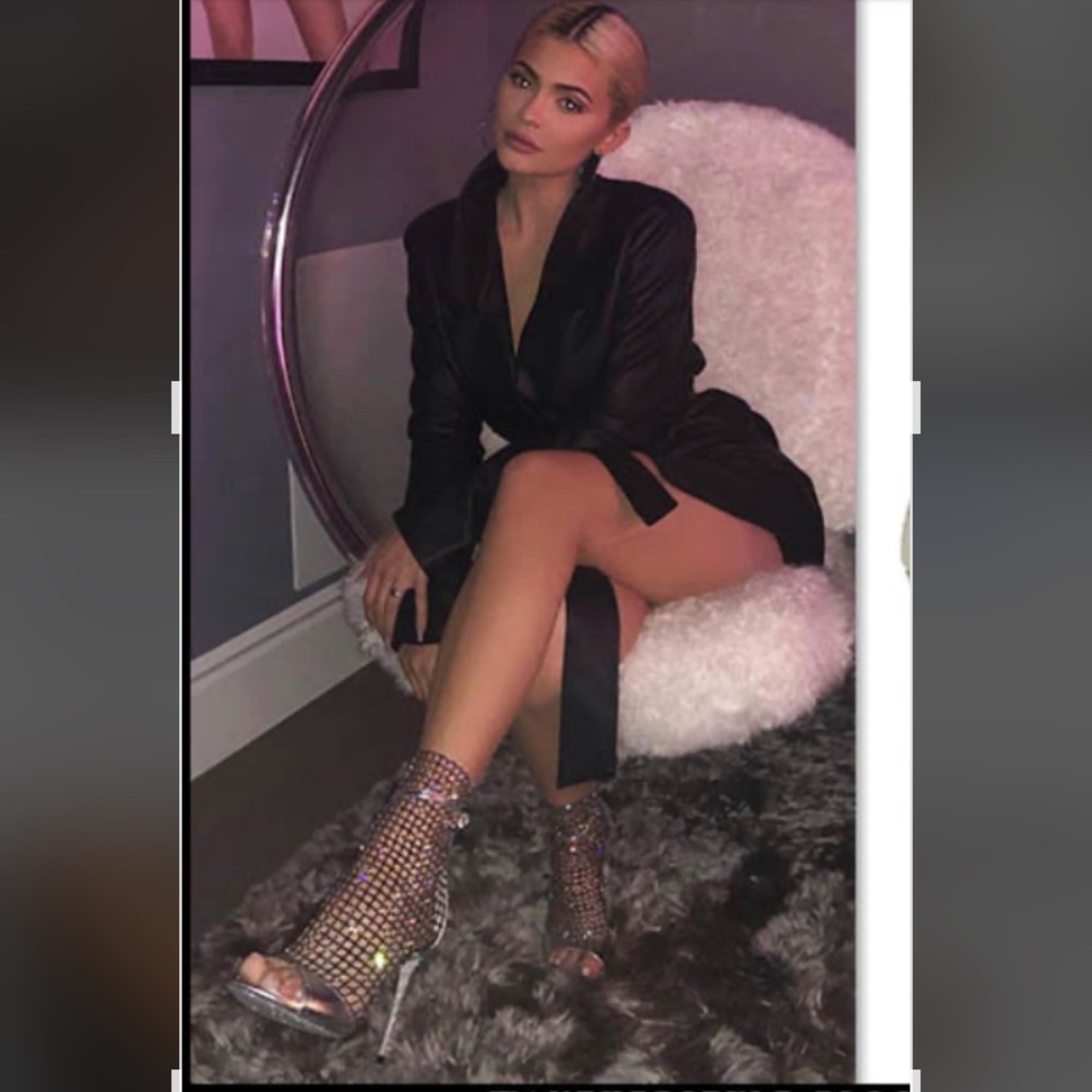 Nude pink rhinestone see through ankles hight sexy hot boots